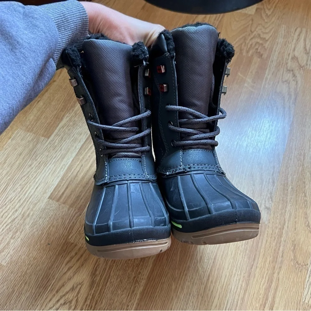 Swiss Tech Black Gray Lace Up Boys Winter Boots Size 11